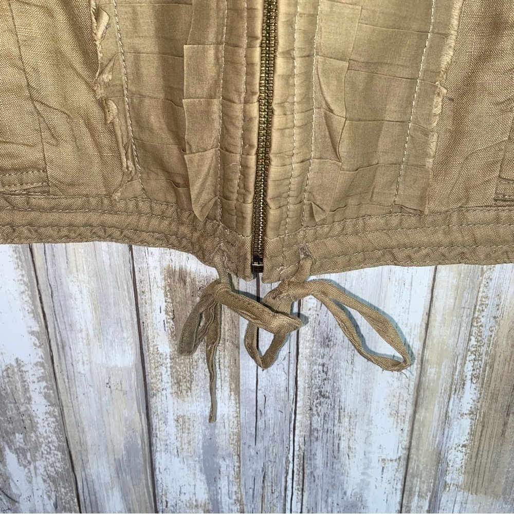 Anthropologie Hei Hei 100% Linen Zip Front Cinch Waist Utility Jacket Size 2 - Picture 2 of 5